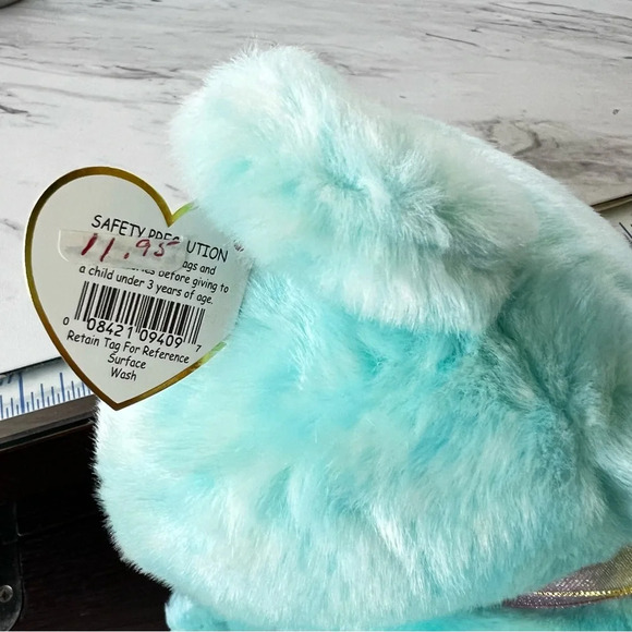 ty Beanie Original Buddy Ariel Bear Heathered Blue Green Size 14" Vintage Memory - Picture 10 of 14